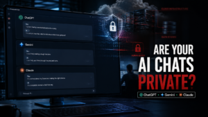 AI chat privacy comparison showing ChatGPT Gemini and Claude conversations