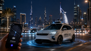 Baidu Apollo Go fully driverless robotaxi operating in Dubai through Uber