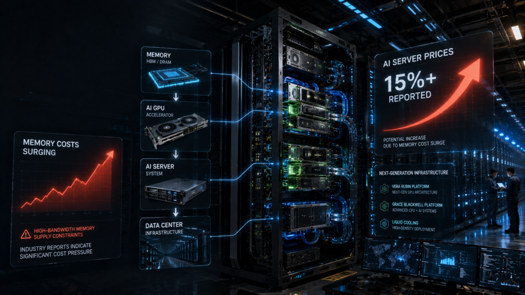 NVIDIA AI Server Prices Could Rise More Than 15% as Memory Costs Surge