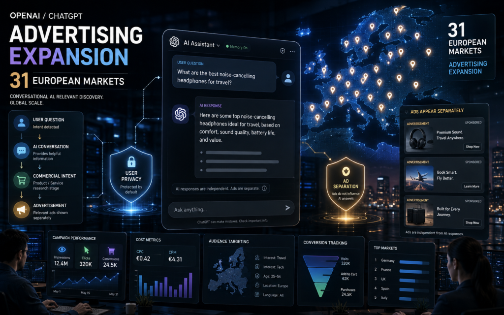 ChatGPT Ads Roll Out Across 31 European Markets as OpenAI Expands AI Advertising